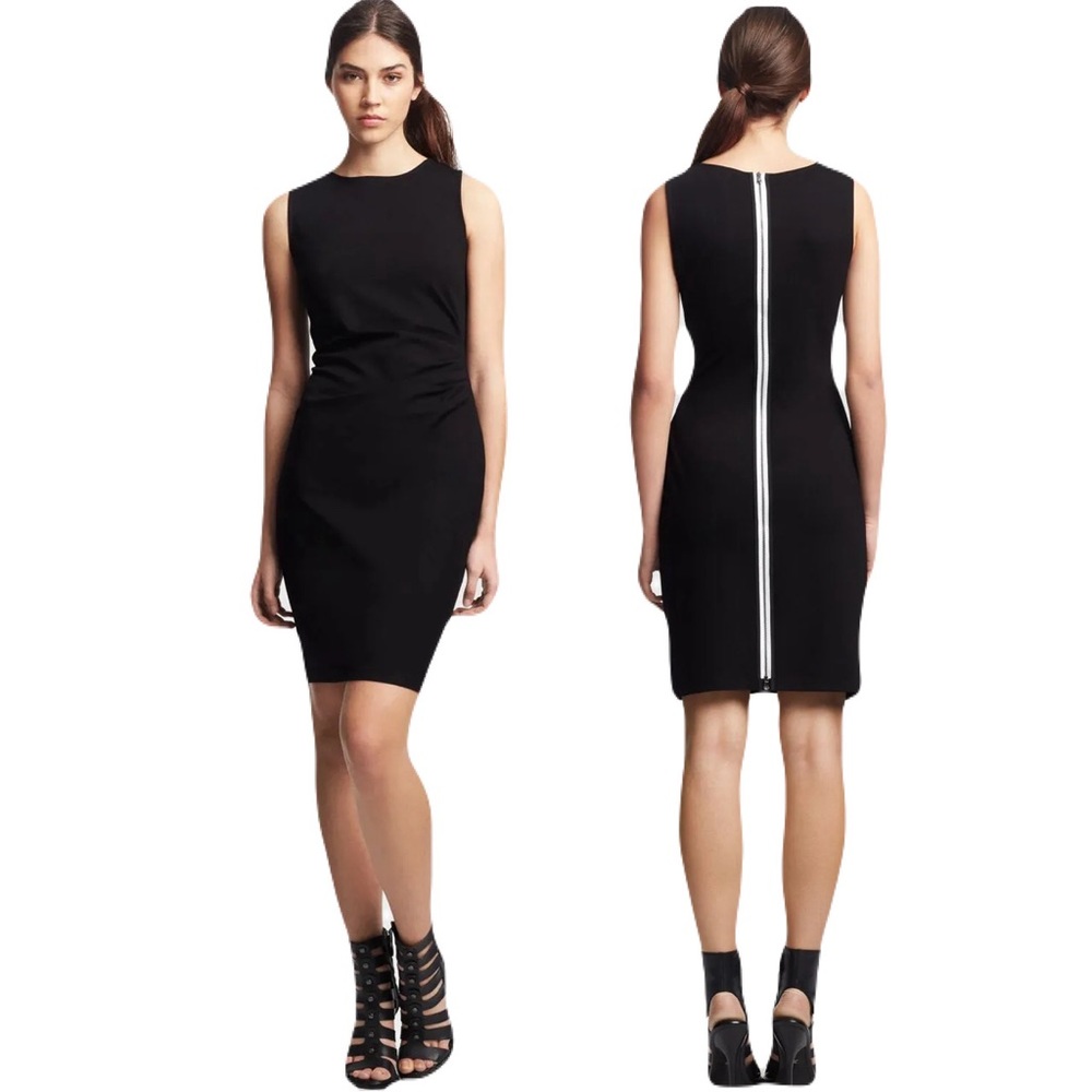 Kenneth Cole Women's 6 Hilary Dress Black w/White Zipper Classic Party Work